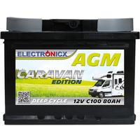 Electronicx AGM Versorgungsbatterie 12V 80Ah / 80 Ah Caravan Deep Cycle Batterie wartungsfrei versiegelt Pluspol rechts - Solar Boot Wohnmobil Wohnwagen Batterie 242×175×190mm zyklenfest Freizeitakku