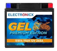 Electronicx GEL-51814 Motorradbatterie 12V 19Ah 245A - starke, wartungsfreie, versiegelte und auslaufsichere Starterbatterie Gel-Technologie, Hochleistung für Motorrad, Roller, Quad, ATV, Schneemobil