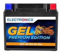 Electronicx, GEL, Motorrad Batterie 12N7-3B 12V 7Ah 95A CCA- Starterbatterie - wartungsfrei, versiegelt, kompakt, vibrationsfest und auslaufsicher - Für Mofa, Roller, Motorrad, Quad, ATV und Jetski