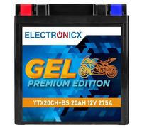 Electronicx GEL Motorradbatterie 12V 20Ah, 275A Startstrom - wartungsfrei, versiegelt, rüttelfest, kompakt, zuverlässig, langlebig & sofort einsatzbereit - Ideal für Motorrad, Quad, ATV, Jetski.