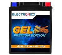 Electronicx GEL Premium YB14L-BS - 12V 14Ah 250A Hochleistungs-Motorradbatterie, wartungsfrei, versiegelt, auslaufsicher, vibrationsfest und langlebig - ideal für Roller, Quad, ATV und Motorrad