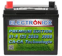 Electronicx Rasentraktor Batterie 12V 30Ah U1-9 AGM Starterbatterie Pluspol Links, Aufsitzmäher Akku 196×132×182 mm, wartungsfrei, versiegelt, 12V Rasenmäher Traktor Aufsitzrasenmäher 30 Ah