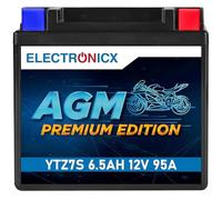 Electronicx YTZ7S AGM Motorradbatterie 12V 6,5Ah 95A - wartungsfreie, versiegelte Starterbatterie für Motorrad, Roller, Quad & Powersport - vibrationsfest, auslaufsicher, kompakt & sofort einbaufertig