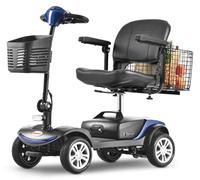 Elektromobil für Senioren, 4-Rad Seniorenmobil, Mobilitätshilfe, 300 W Motor, Tragkraft 136 kg, 6 km/h, herausnehmbarer Akku, 360° drehbarer Sitz, mit Heckkorb,Blue