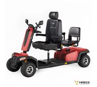 VELECO SHARPY TWIN - Vierrädriges Elektromobil für 2 Personen - leistungsstarker Motor und langlebiger Batterie - Zweisitzer (Rot)