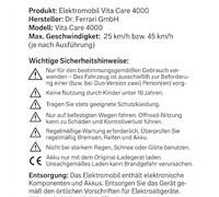 Elektromobil Vita Care 4000 Li Dach, 15 km/h ohne Führerschein, Seniorenmobil Lithium Akku, Elektromobil, E-Mobil Senioren, Elektro Krankenfahrstuhl, 1000 W (Rot, 40Ah (Bis 100km))