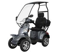 Elektromobil Vita Care 4000 Li Dach, 15 km/h ohne Führerschein, Seniorenmobil Lithium Akku, Elektromobil, E-Mobil Senioren, Elektro Krankenfahrstuhl, 1000 W (Grau, 20Ah (Bis 50km))