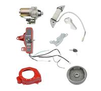 Elektrostart-Anlasser Kit 12V, Schwungrad Starter Set mit Schlüsselschalter für 50ccm-125ccm 4-Takt Benzinmotoren, Komplettes Montageset für Motorroller, Go-Kart und Fahrradmotoren