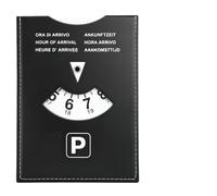 eModwey Luxus Parkscheibe Maxi aus weichem Kunstleder, Soft-Touch, für Auto, Motorrad, Wohnmobil, 11 x 15cm, Schwarz