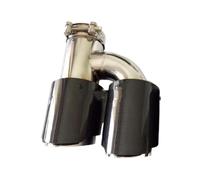 Endrohrblende Auspuffblenden 1 STÜCK H-Stil Universal Dual Linke Seite Edelstahl Glänzend Kohlefaser Auto Auspuffblende Endrohr Auto-Styling Auspuffschalldämpfer(70MM IN 101MM OUT)