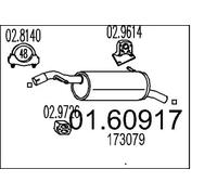 Endschalldämpfer Nachschalldämpfer MTS 01.60917 für PEUGEOT 207 16V