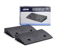 ENVA Bordsteinrampe 2TLG. Auffahrrampe 7 cm Höhe 3000 kg Rampe für Auto, Motorrad, Rollstuhl und Kinderwagen rutschfeste Bordsteinkantenrampe witterungsbeständige Kunststofframpe 50 x 27 cm