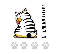 EQLEF® Cartoon Lustige Katze bewegen Schwanz Aufkleber Reflektierende Auto-Scheibenwischer Abziehbild-Auto-Styling