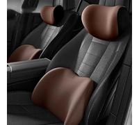 Ergonomisches Kopfstütze Lendenkissen Set aus Memory Foam für Toyota Landcruiser J15 2009-2023, Lordosenstütze und Nackenstütze für Auto,Brown