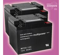 Ersatz-Akkus Batterie für E-Mobil Rolektro eco-Mobil 15, 2 x 12V 50Ah Blei AGM