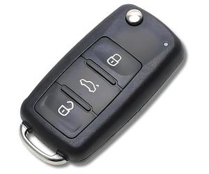 Ersatz Klapp Autoschlüssel Gehäuse 3 Tasten - Funkschlüssel Schlüsselgehäuse kompatibel mit VW Golf 6, Polo, Passat CC, Tiguan, SEAT, Skoda Octavia - Hochwertiges Ersatzgehäuse ohne Elektronik | HU66