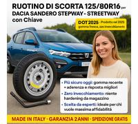 Ersatzrad Kit Dacia Sandero Stepway Streetway 16” 4-Loch Schlüssel DOT25