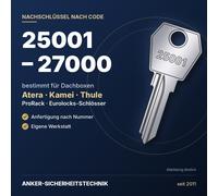 Ersatzschlüssel Code 25001-27000 Dachbox Atera Kamei Thule ProRack Eurolocks