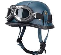 Erwachsene Retro Jet Halbhelme Motorradhelm Brain-Cap Halbschale Scooter-Helm Mit UV-Schutz Goggles Offener Roller Helm ECE Zertifiziert für Schützen Sie die Sicherheit von Radfahrern 6,XL 61-62