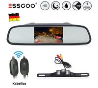 ESSGOO 170° kabellose Weitwinkel HD rückfahrkamera Mit 4.3'' Rückspiegel Monitor