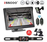 ESSGOO HD Auto Kennzeichenhalter Funk Kabellos Rückfahrkamera Mit 5 Zoll Monitor