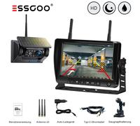 ESSGOO Kabellos Rückfahrkamera Solar IP69 Wasserfest Mit 7" Farb Monitor LKW BUS