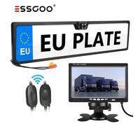 ESSGOO Kabelloser Rückfahrkamera Nummernschild Kennzeichenhalter +7" LCD Monitor