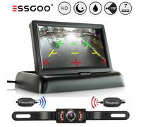 ESSGOO Kennzeichenhalter Funk Kabellos Rückfahrkamera Mit 4.3'' Klappbar Monitor