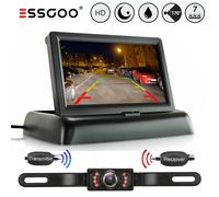 ESSGOO Rückfahrkamera KennzeichenHalter Funk Kabellos Mit 4.3'' Klappbar Monitor
