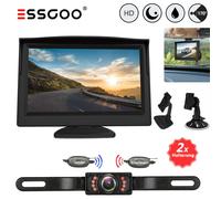 ESSGOO Rückfahrkamera Nummernschild Kennzeichenhalter Funk Kabellos + 5" Monitor