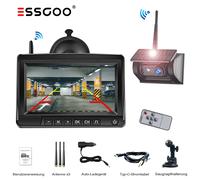 ESSGOO Solar Rückfahrkamera Kabellos IP69 Wasserfest Mit 7" Farb Monitor LKW BUS