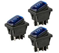 ETOPARS 3 Stück 12V 20A Kippschalter Auto KFZ Wippschalter Blau Beleuchtet Nebel Licht EIN/AUS/EIN Verriegelung Schalter Druckschalter Taste Wasserdicht 6 Polig DPDT Boot