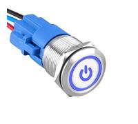 ETOPARS Rostfreier Stahl 19mm Kippschalter 12V 5A Auto Wippschalter Metall Druckschalter Wasserdicht EIN/AUS Taste Schalter mit Drahtstecker Blau Licht Leistung Symbol