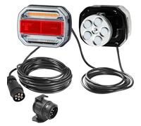 ETUKER Led Anhänger Rückleuchten 7 Polig mit Magneten 12V 24V Verkabel 7,5m Kabel und Stecker Inkl. Anhänger Adapter 13 Polig Auf 7 Polig,Anänger Beleuchtung Ruecklicht Led Magnet