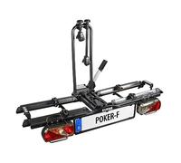 EUFAB 12010LAS Fahrradträger POKER-F, E-Bike geeignet, komplett vormontiert, Diebstahlschutz, für 2 Fahrräder, für Anhängerkupplung, Schwarz, 142 x 70 x 58 cm