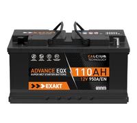 EXAKT Autobatterie 12V 110Ah 950A/EN Starterbatterie PKW KFZ Auto Batterie ersetzt 100Ah 95Ah
