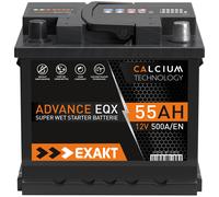 EXAKT Autobatterie 12V 55Ah 500A/EN ersetzt 44Ah 45AH 50AH 52AH 54AH 53AH