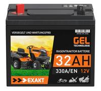 EXAKT Rasentraktor Batterie 12V 32Ah GEL Batterie U1 Plus Pol Links Aufsitzmäher Rasenmäher Starterbatterie ersetzt AGM 24Ah 26Ah 28Ah 30Ah