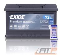 EXIDE AUTOBATTERIE 12V 72Ah STARTERBATTERIE 720A INKL LIQUI MOLY BATTERIEPOLFETT
