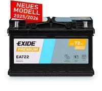 Exide Autobatterie 72AH 12V Premium Carbon Boost EA722 ersetzt 70Ah 74Ah 77Ah
