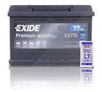 EXIDE EA770 Premium Carbon Boost Autobatterie 12V 77Ah 760A Starterbatterie PKW KFZ Batterie - Ersetzt 70Ah 71Ah 72Ah 74Ah 75Ah + 1x Batteriepolfett