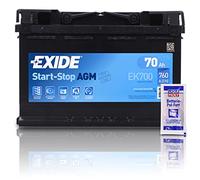 EXIDE EK700 Autobatterie AGM 12V 70Ah 760A Start-Stop AGM Starterbatterie PKW KFZ Batterie + 1x Batteriepolfett