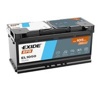 EXIDE EL1050 EFB Starterbatterie 105Ah 12V 950A EFB DIN/ISO L6 Kompatibel mit AUDI A6 Avant 4F5, C6 Q5 8RB, BMW 5 Limousine E60 5 Touring E61, FIAT Ducato Kastenwagen 250, 290