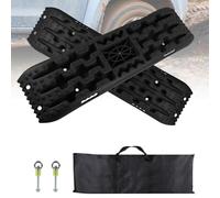 EXLECO 2 Stück Sandbleche Offroad Zubehör Anfahrhilfe Auffahrkeile für Wohnmobil, Rangierhilfe PKW bis 10T, Traktionsmatte Auto für LKW Geländewagen, Anfahrhilfe Schnee mit Aufbewahrungstasche Schwarz