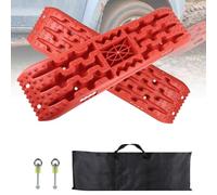EXLECO 2 Stück Sandbleche Offroad Zubehör, Anfahrhilfe Auffahrkeile für Wohnmobil, Rangierhilfe PKW bis 10T, Traktionsmatte Auto für LKW Geländewagen, Anfahrhilfe Schnee mit Aufbewahrungstasche Rot