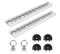 EXLECO 2pcs 30cm Aluminium Airlineschiene Set mit Endkappen & Zurrösen Halbrunde Airlineschiene zur Ladungssicherung Zurrschienen Airline Schiene zum Kleben Zubehör für Anhänger Wohnmobil LKW Silber