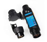 EXLECO 7 Pin Anhänger Prüfgerät mit 7-13 Polige Adapter Anhängerbeleuchtung Testen Gerät Anhänger Tester Wohnwagen Testgerät 12V Anhängersteckdose Prüfer KFZ für Stecker Steckdose Trailer Tester LKW