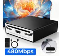 Externer USB-CD-/DVD-Player für Auto, Laptop und Smart-TV - Plug & Play USB 2.0
