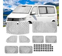 Eysbiy Sonnenschutz Frontscheibenabdeckung für VW T5 T6 LWB Thermomatten, 8 PCS Auto Thermomatte Fahrerhaus Innen Auto Windschutzscheiben Verdunkelung Wasserschutz Wohnmobil Set