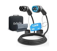 EzGoGo Typ 2 Ladekabel, 11 kW / 16A / 3-Phasig / 8 Meter/Modus 3, Typ 2 auf Typ 2 EV Ladekabel für Elektroauto mit Tragetasche und Mikrofasertuch